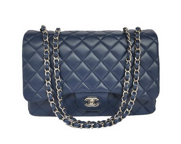 Best Top Quality Chanel A28600 Royalblue Sheepskin Leather Classic Flap Bag Gold Replica